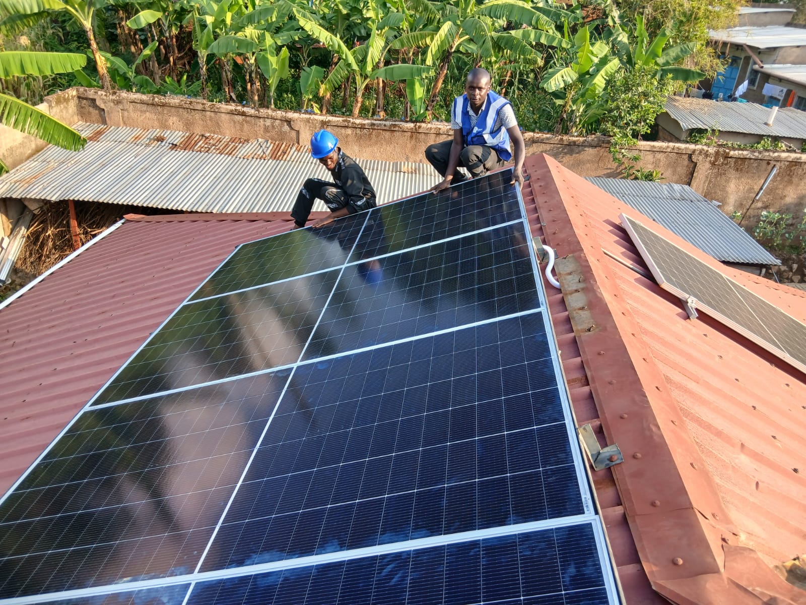 Highland Engineering technicians installing solar system